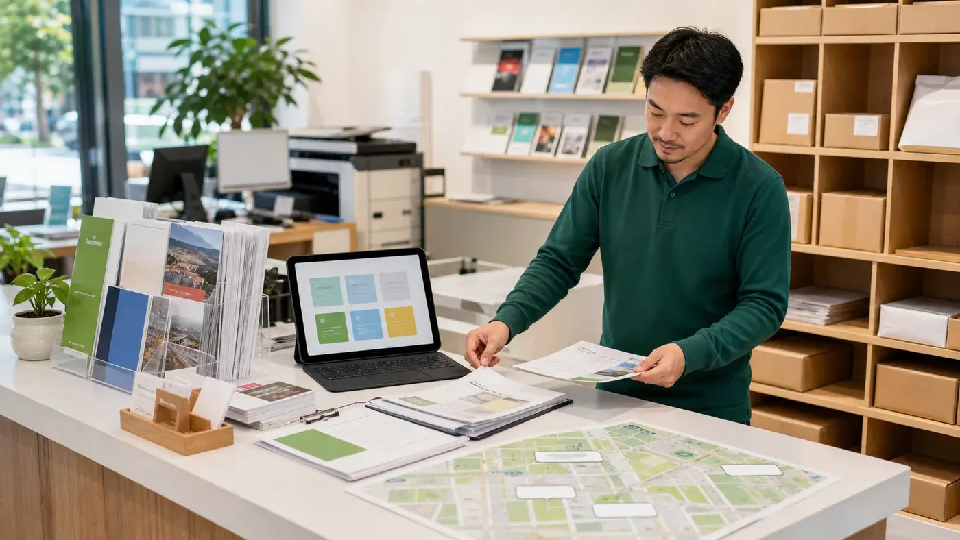 校园打印店整理广告位取件点位合作资料的商业场景