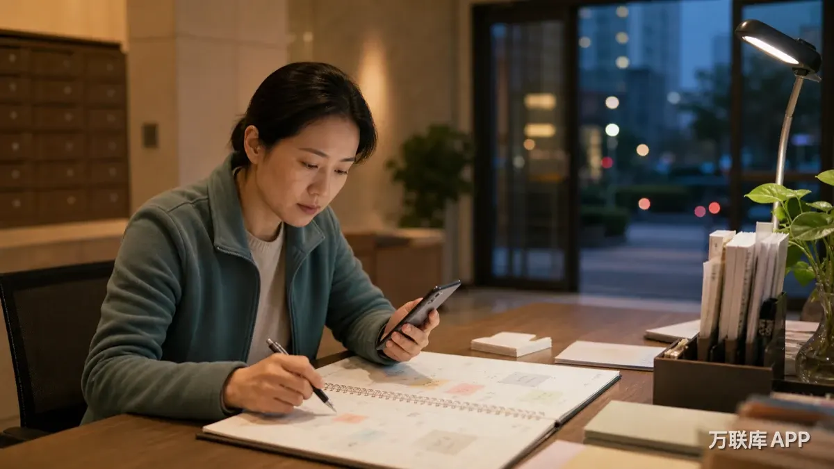 万联库APP上门服务排班与预约沟通场景配图