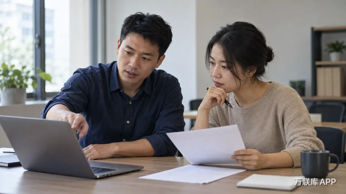 万联库APP配图：培训后核对一项具体合作任务